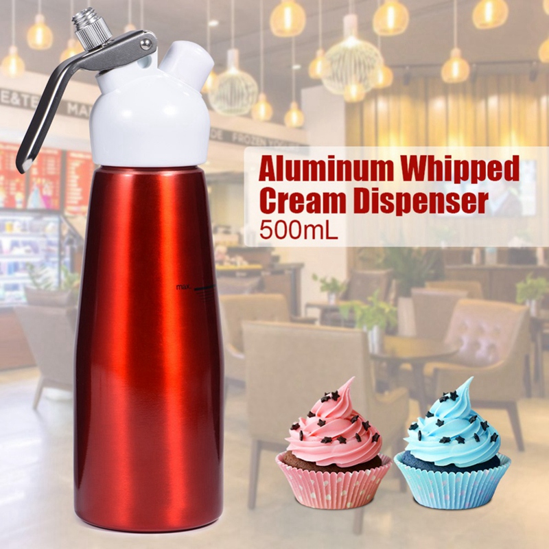 500Ml Aluminium Schlagsahne Nachtisch Creme Butter Spender Schläger Schaum Hersteller mit 3 Düsen Nachtisch Kuchen Dekorieren Werkzeuge