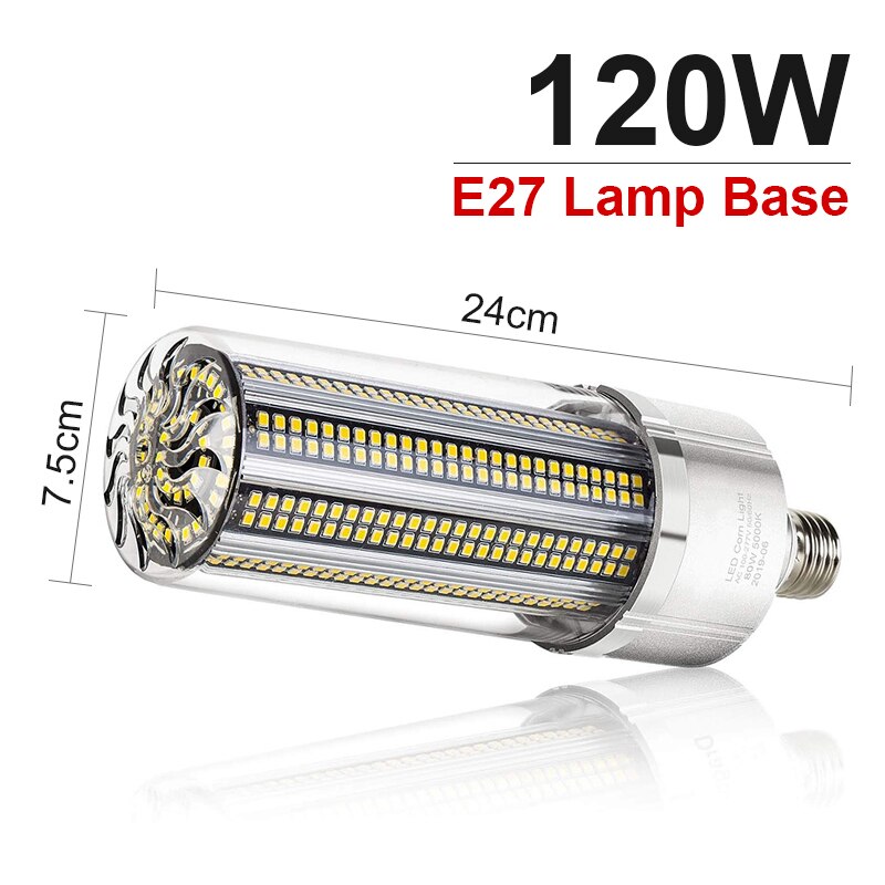 Goodland Led Maïs Lamp E39 E40 Led Maïs Gloeilamp 50W 120W 200W Led Lamp 110V 220V E27 Aluminium Voor Magazijn Fabriek Kelder: 120W E27 / With E40 Converter