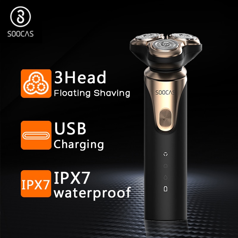 SOOCAS S3 Afeitadora eléctrica, afeitadora 3D, recortadora de barba tipo C, máquinas de afeitar recargables IPX7, Afeitadora eléctrica a prueba de agua para hombres 4