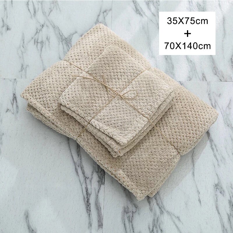 Absorberende badehåndklæder mikrofiber stort håndklædesæt 70 x 140cm tykke bløde bruser svømning spa sports rejsehåndklæder: Kaki håndklæde sæt