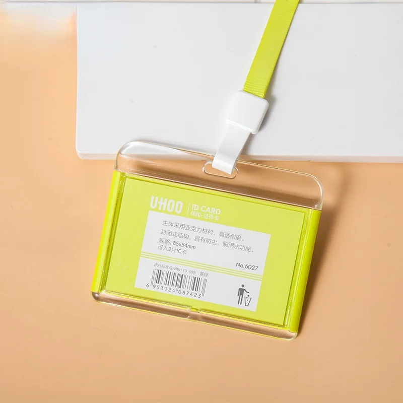 1 PCS Staff Employees ID Card Clear Pass Name Work Card Cover Case Sleeve with Lanyard Transparent Work Card Badge Holder Office: Dark Grey