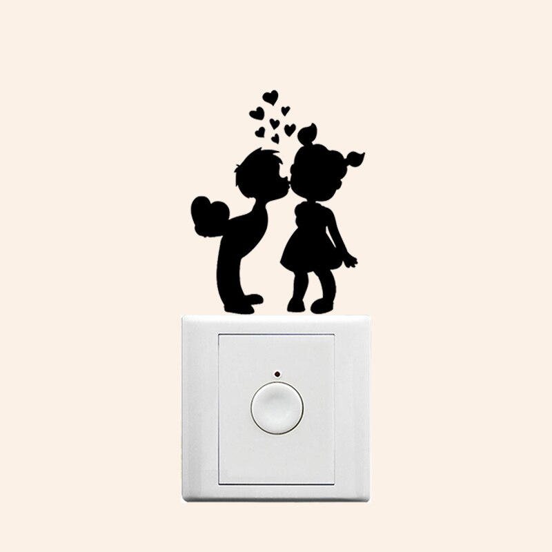 Love Kissing Cartoon Couple Lover Switch Sticker Vinyl Romantic Love Hearts Wall Stickers for Bedroom Decoration#0647