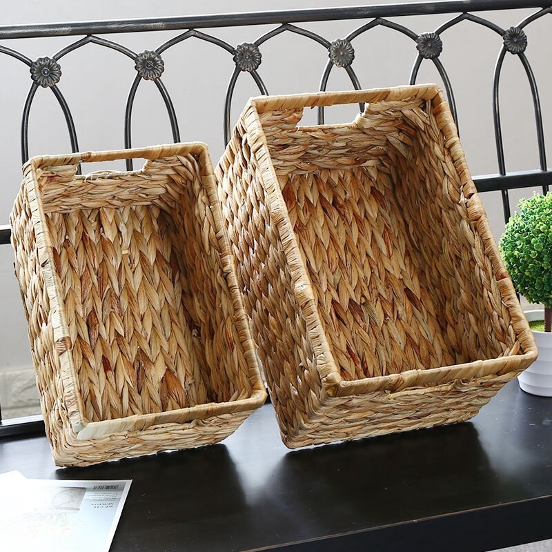 Woven Storage Baskets Laundry Basket Straw Rattan Closet Cabinet Storage Hamper Kitchen Sundries Organizer Clothes Toy Container