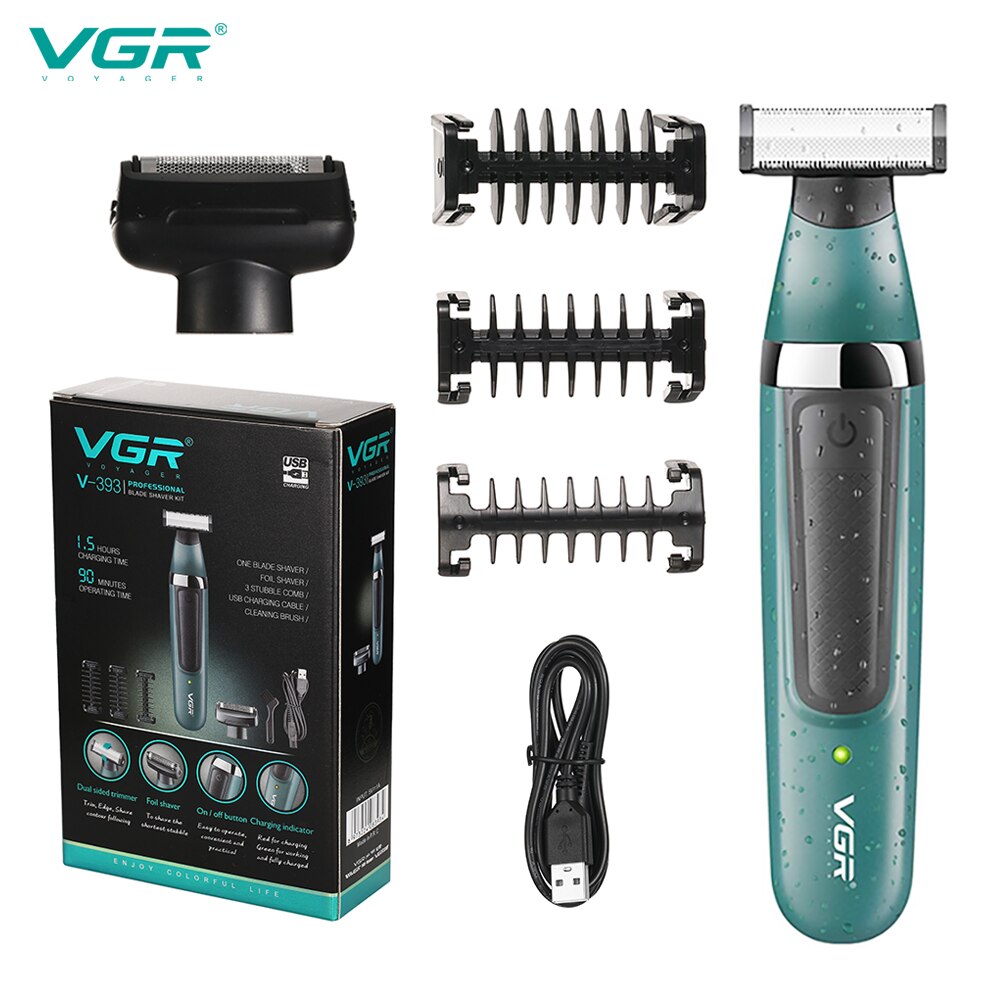 VGR Multi-function Electric Shaver Shaver Shaver USB Portable Shaving Shaving Beard Leg Shaver V-393: Default Title