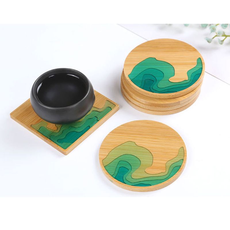Handmade Natural Wood Coaster Round Square Teacup Mat Bamboo Wooden Coasters for Drinks Resin Art Crafts