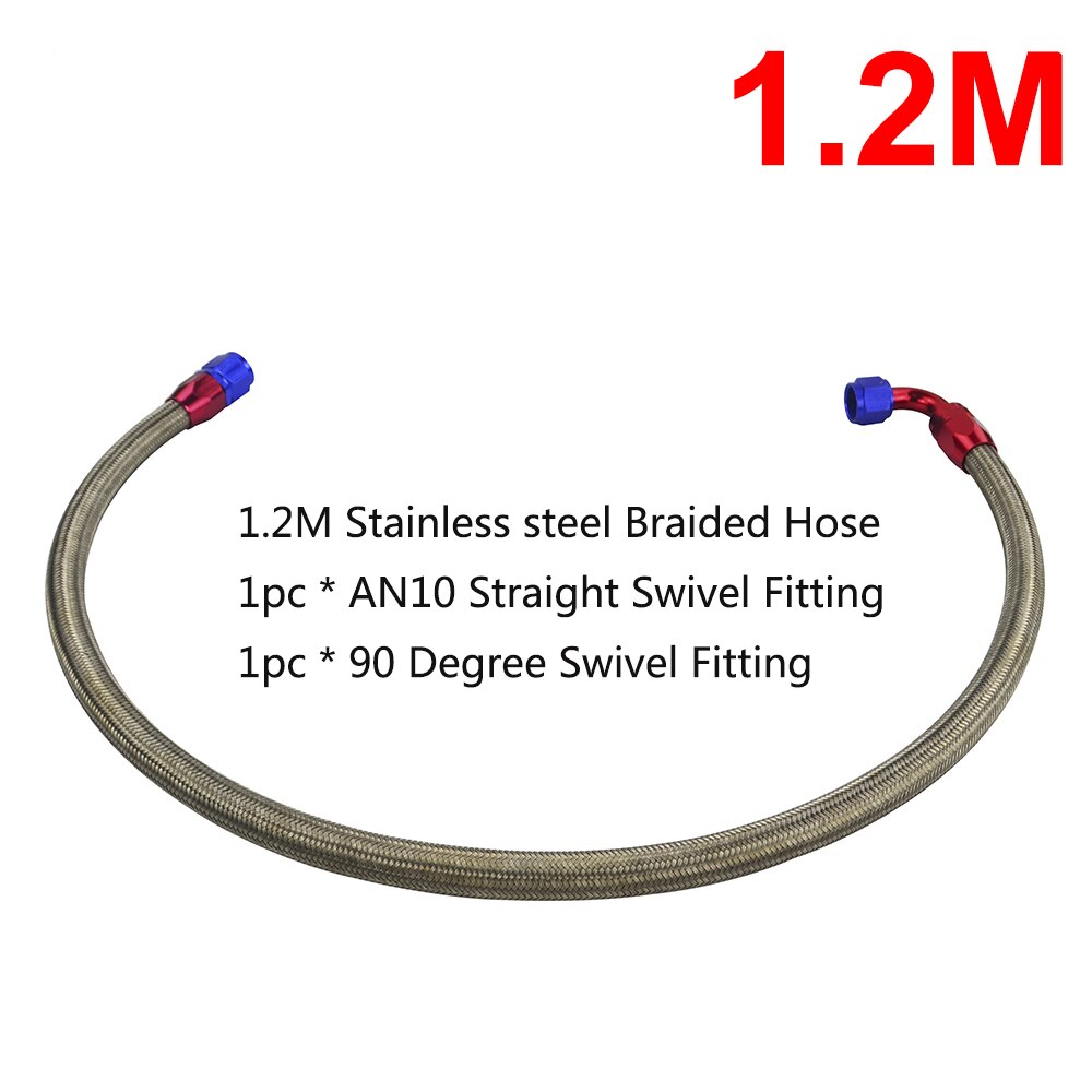 1M/1.2M/1.4M AN10 Rvs Gevlochten Of Gevlochten Stookolie Line + Straight Swivel fitting + 90 Graden Wartelfitting: 1.2m stainless