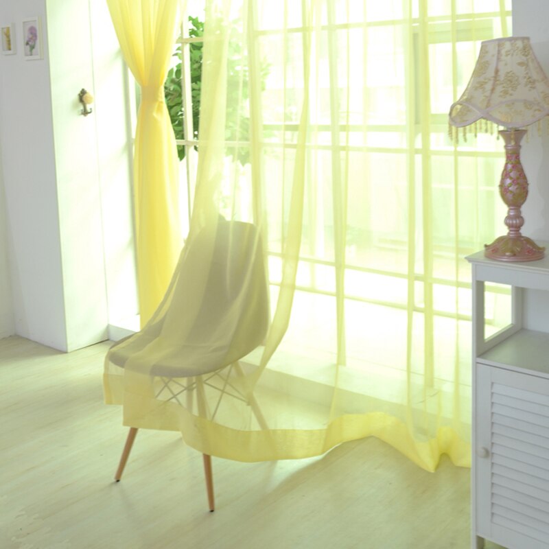 1pc ren farge bryllup glassgarn gjennomsiktig vindusskjerm ferdig gardiner hjem dekorasjon 100 x 200cm