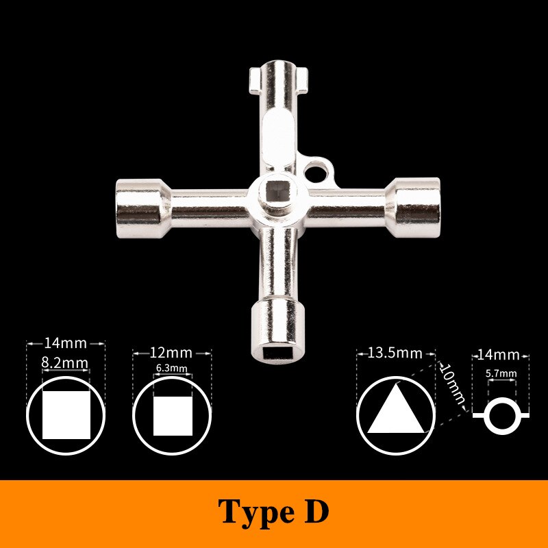 Multi-function 4 In 1 Universal Cross Key Triangle Key for Train Electrical Elevator Cabinet Valve Alloy Triangle Square Wrenchs: D