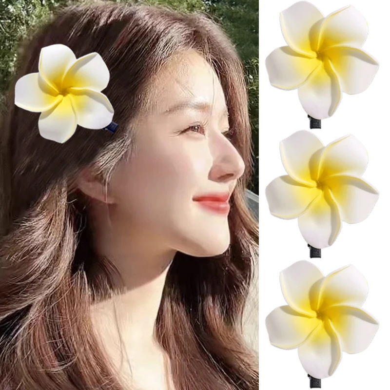 Pinzas para el cabello de flores de Plumeria para mujeres y niñas, horquillas, pasadores de flores de huevo, bolso hawaiano para de boda, sombrero, accesorios para el cabello
