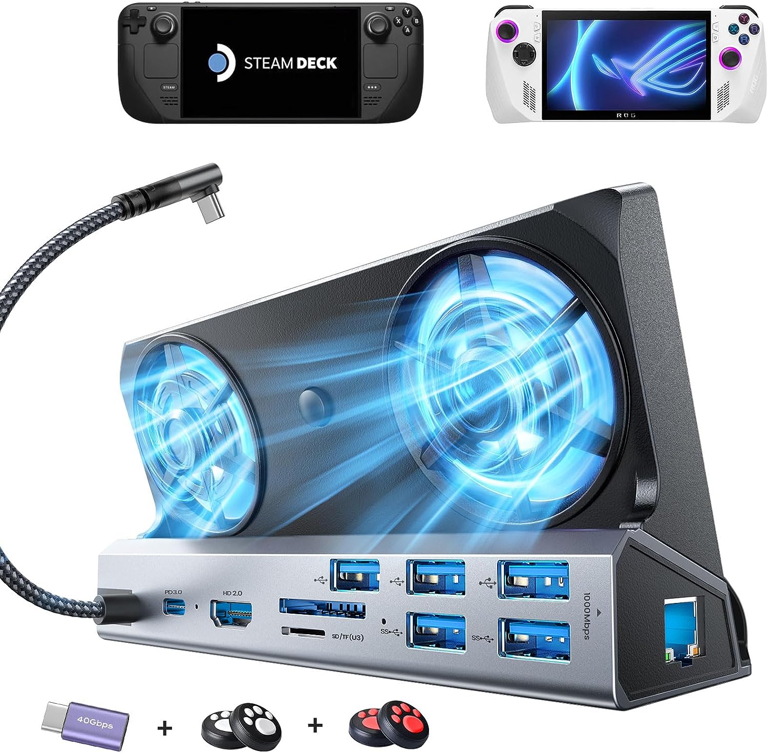 Legion Go Dock, 13-in-1 Legion Go Docking Station with 5 USB 3.0&2.0, Dual Cooling Fan, HDMI 4K@60Hz,100W Charging for Legion Go: Default Title