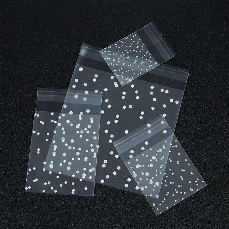 100pcs/lot White Dots Plastic Christmas Bag Transparent Frosted OPP Birthday Party Wedding Cookie Candy Packaging Bag