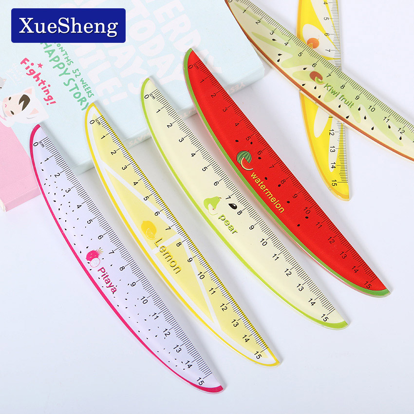 1PC 15cm Cute Kawaii Plastic Ruler Fruit Ruler For Kids Student Novelty Item Korean Stationery
