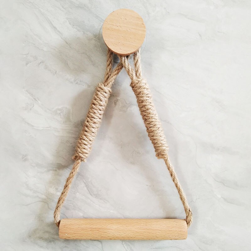 Retro Paper Towel Rack Dispenser Punch-free Toilet Tissue Holder Hanging Rope Bathroom Towel Rack Decoration: Style 3