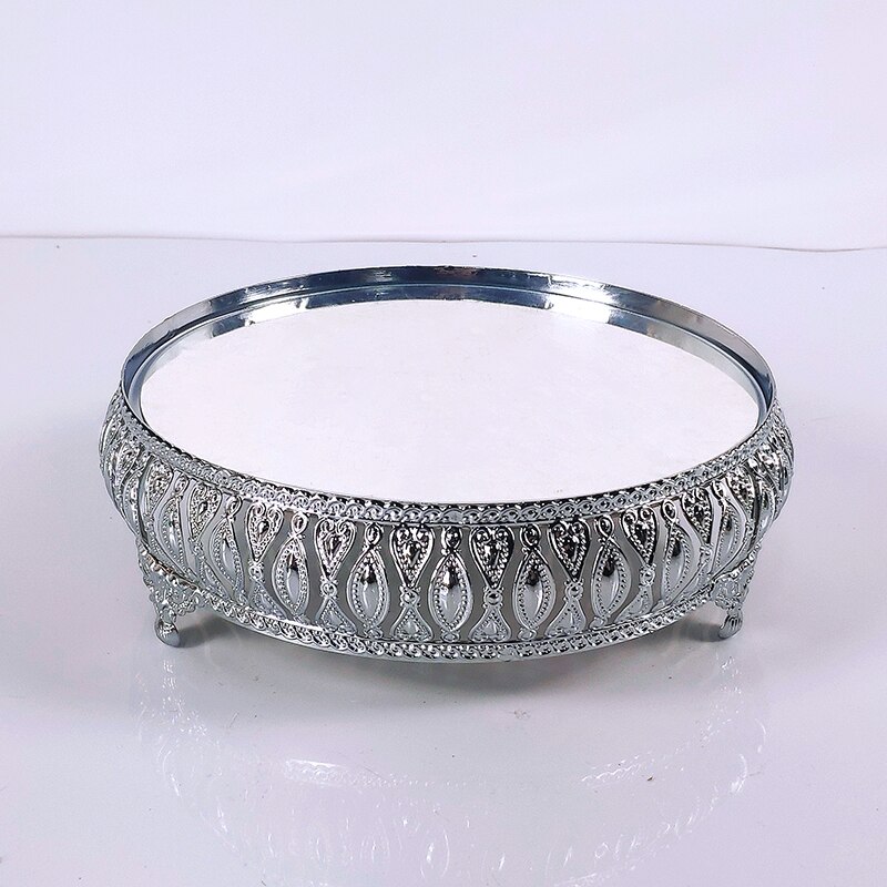 1pc metal bryllupskage stativ dekoration fest spejl bakke dessert galvanisk guld cupcake bord hjemme display værktøjer: Sølv 20 cm