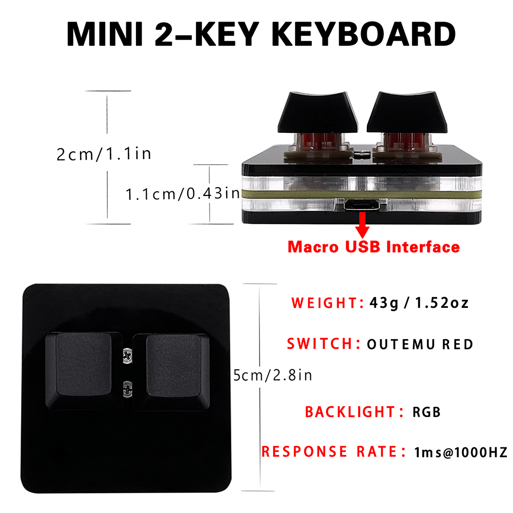 Kopie Plakken 2 Toetsen Toetsenbord SAYO OSU Toetsenbord Hotswap Mechanische Gaming Toetsenbord Schakelaar RGB Backlit Mini USB Toetsenbord Voor Macros