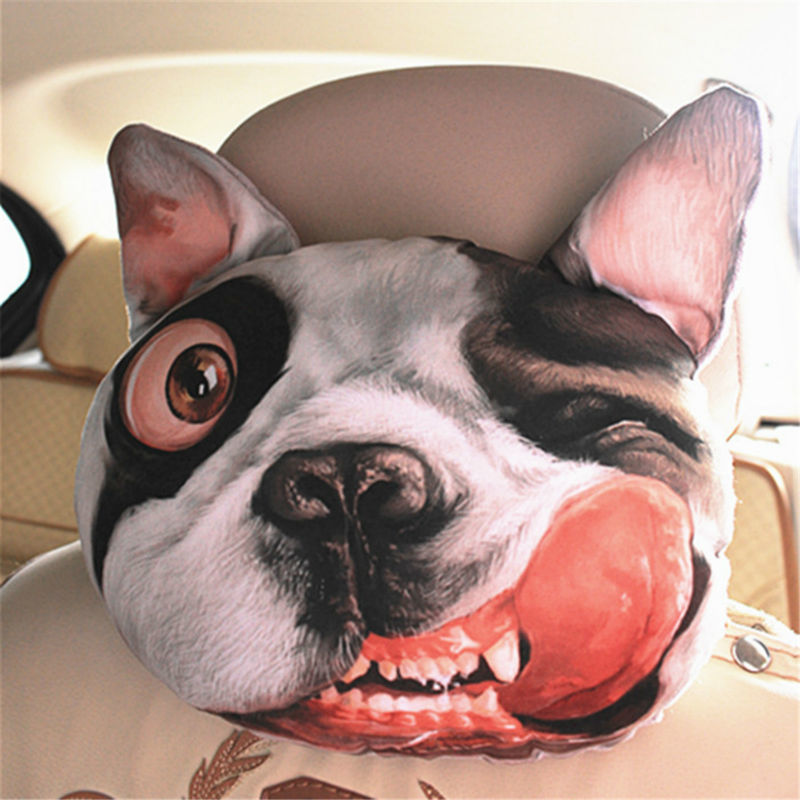 Funda de almohada creativa 3D SharPei con cara de perro, almohada de cuello para coche, cojín reposacabezas para cabeza y cuello, almohada de reposacabezas con carbón activado, 1 unidad