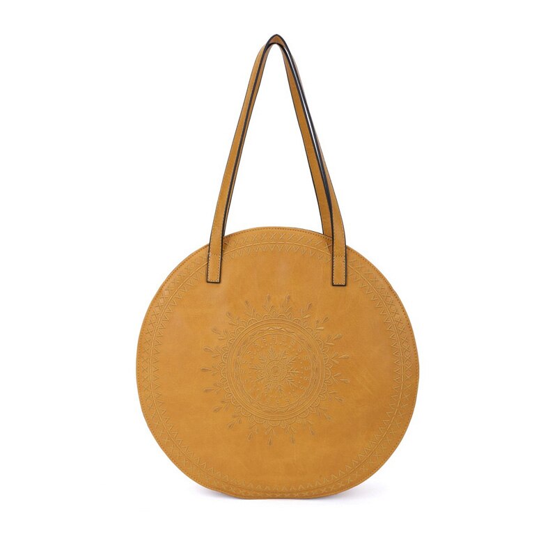Giovanna Milano Bolso grande de playa de verano Bolso de hombro con dibujos bordados Bolsos redondos con bolsillo Interior y cremallera compartimientos abiertos de compras informal vintage bohemian mujer T11086: Amarillo