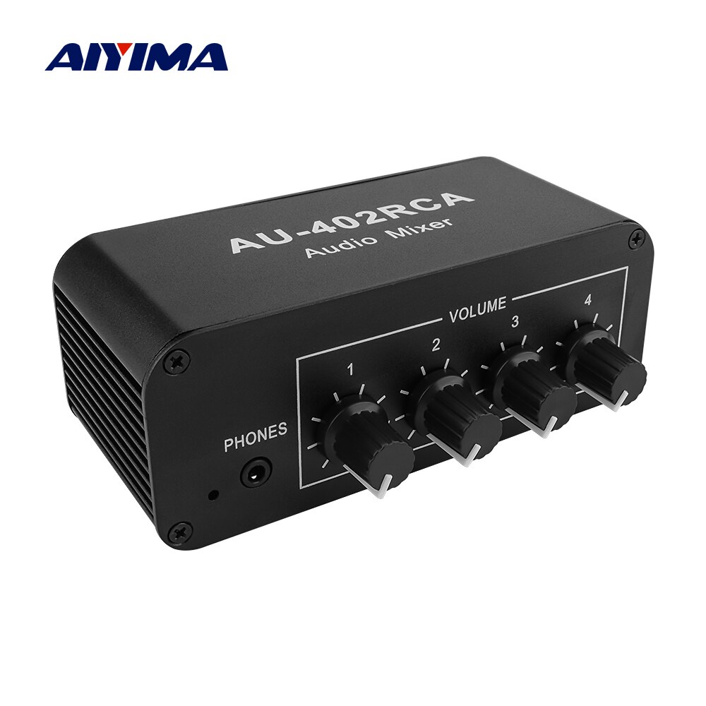 AIYIMA 4 Way RCA Audio Input Stereo Mixed Output Audio Mixer Headphone Amplifier Splitter Selector Source Switcher DIY Amplifier