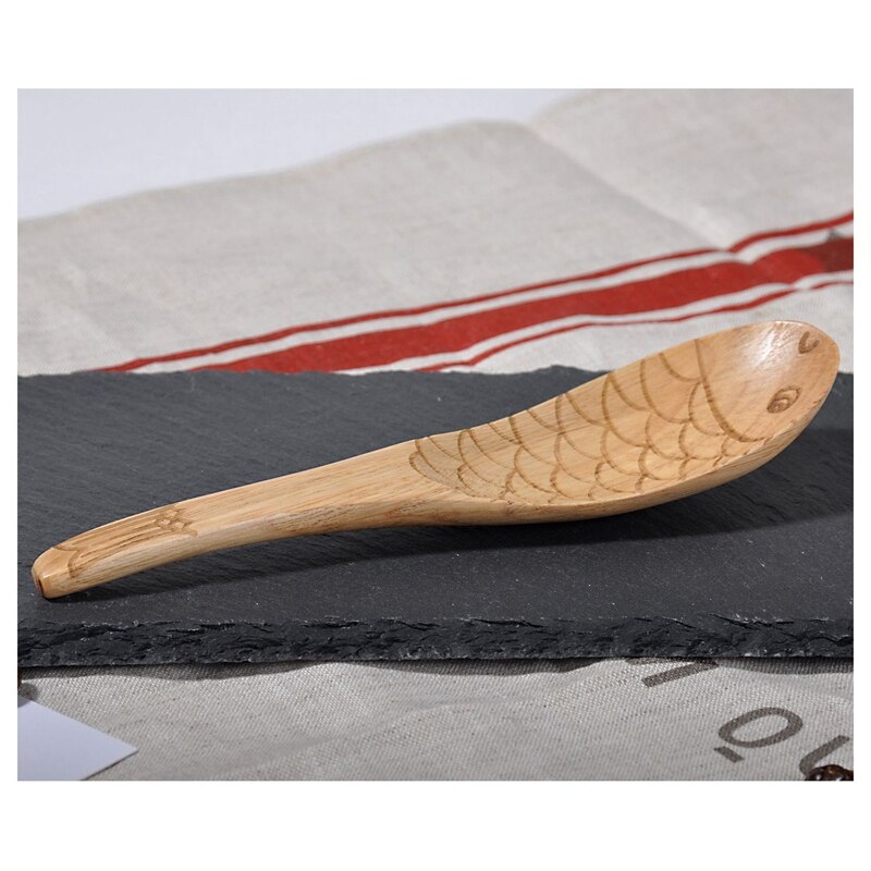 Fish-Shaped Wooden Rice Spoon Fish Shaped Rice Paddle Serving Spoon Rice Scoop, Ergonomic Handle for Non Stick Cookware