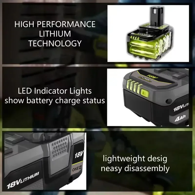 For RYOBI ONE+high-performance lithium battery 18V low self discharge suitable for all ONE+tools P104 P107 P108 RB18L50 RB18L20