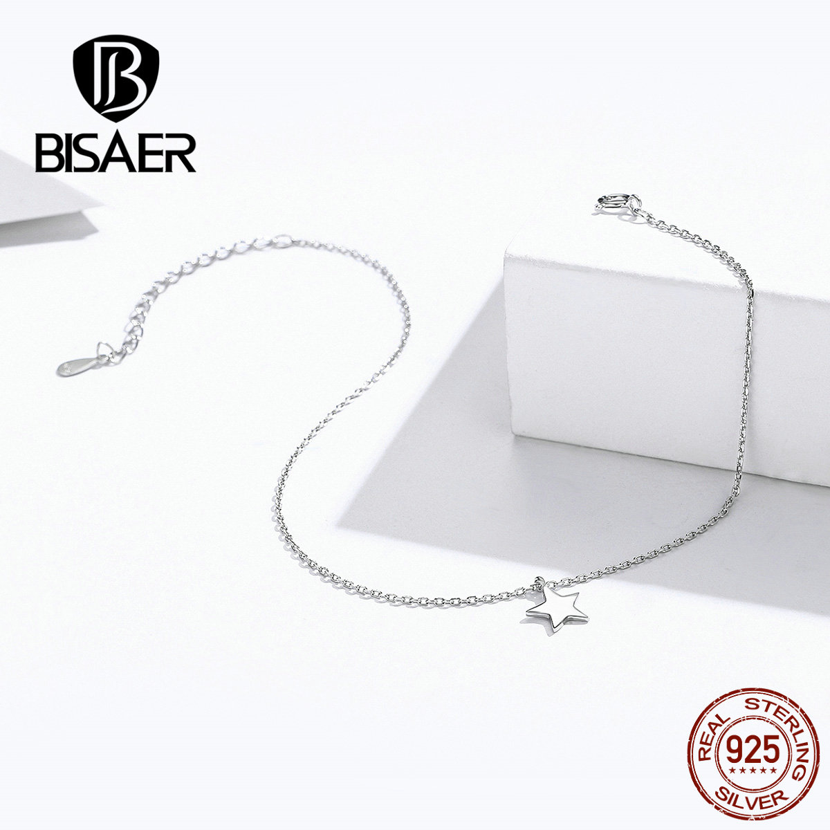 Bisaer Enkelbandje 100% 925 Sterling Silver Chain Animal Vlinder Patroon Armband Voor Vrouwen Been Elegante Mode Sieraden HST009