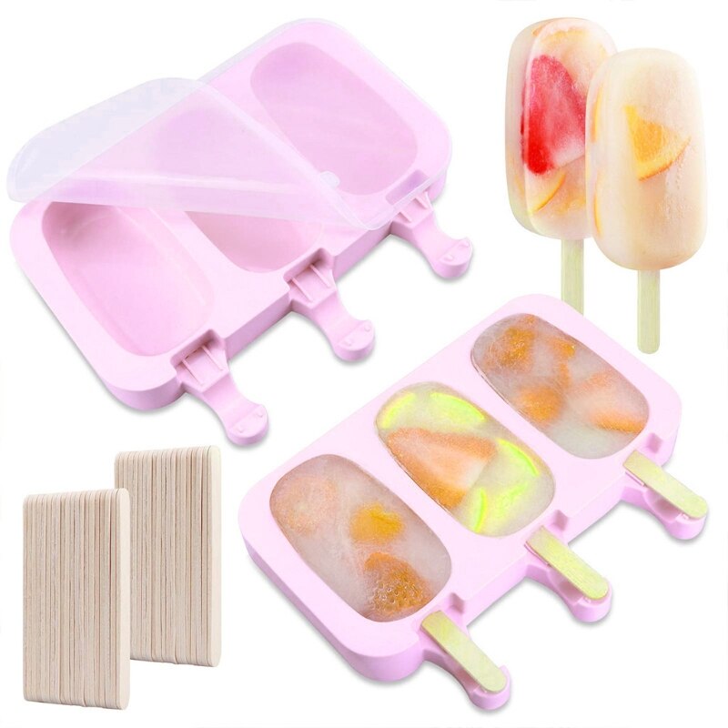 DIY Ice Cream Moulds with Lid 2 PCS Three sets Ice Cream Silicone Mould