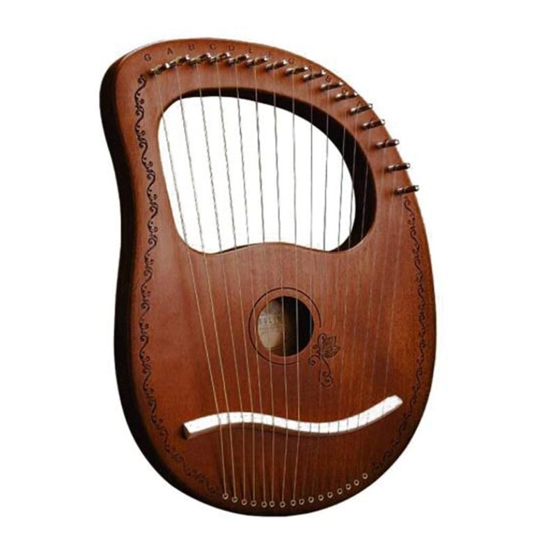 Lier Harp, 16 String Mahonie Lier Instrument met Stemsleutel Draagbaar Instrument Cadeau voor Kid Volwassen Beginner