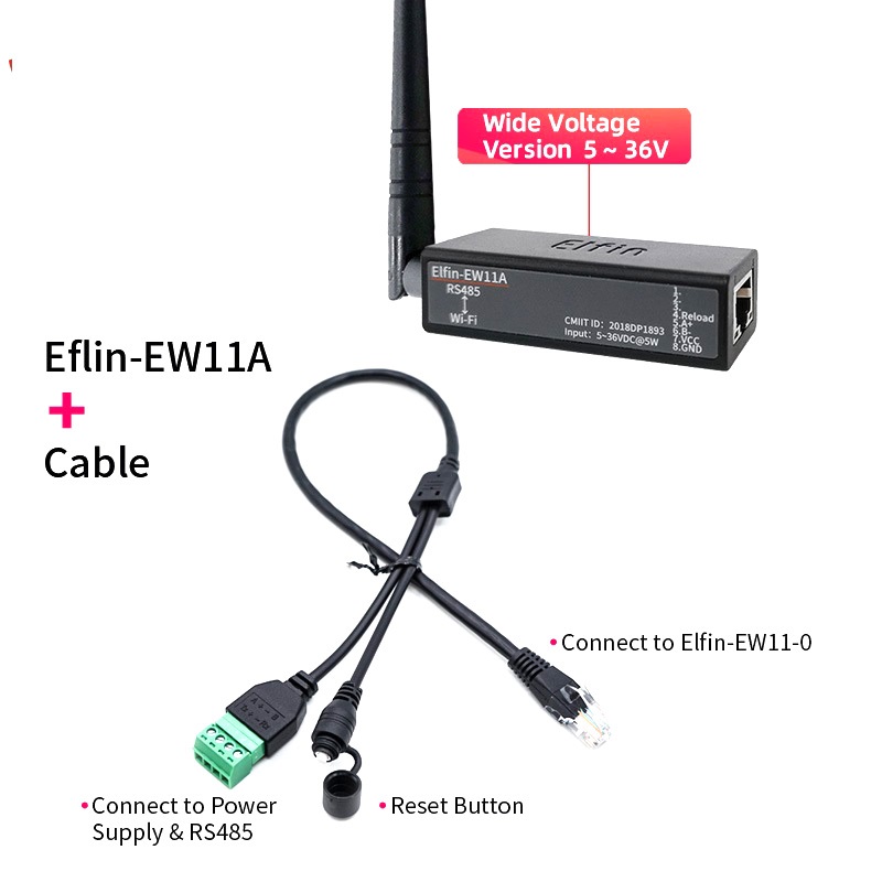 Puerto serie RS485 a dispositivo Serial WiFi, Elfin-EW11 de servidor compatible con TCP/IP, Telnet, Modbus, protocolo TCP, convertidor de transferencia de datos IOT: Rosa