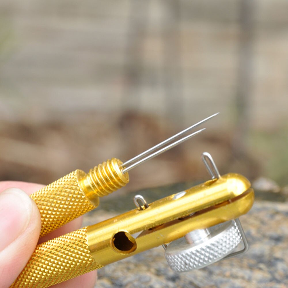 Aluminium Vislijn Knoop Koppelverkoop Tool Gebonden Haak Handleiding Dual Naald Draad Tweekoppige Naald Knopen Tier haak Tie Apparaat