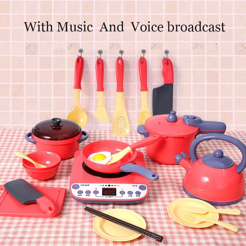 Baby Shining Kids Keuken Speelgoed Spelen Keuken Jongens & Meisjes Koken Speelgoed Keuken Voor Kinderen Speelgoed 2-4 Jaar baby Kids Keuken: Rood