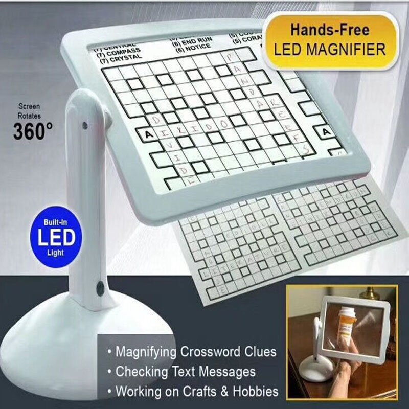 LED Screen Page Magnifier Brighter Reading Viewer Screen Loupe Hands-Free LED Magnifier Give parents