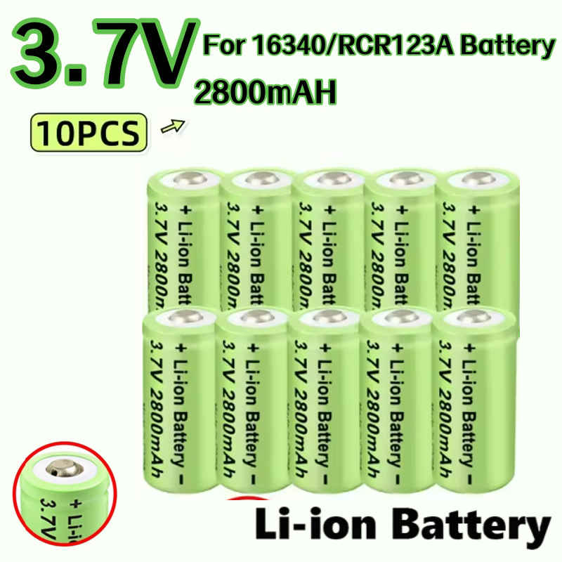 20 st. 2800 mah uppladdningsbara batterier, 3.7v litiumjonbatterier , 16340 rcr-batterier  cr123a 123 icr-batterier för led-ficklampa för resor: Himmelsblå