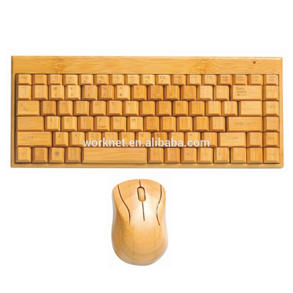 101 style small size bamboo wood wireless keyboard and mouse set for promotional