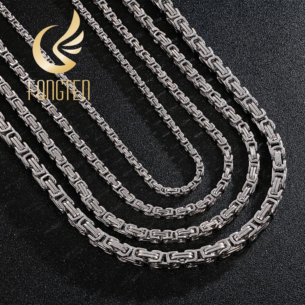 4/5/6/8mm Halsband Lange Halskette Männer Männlichen Edelstahl Byzantinischen Kasten Kette Ehemann freund Bff