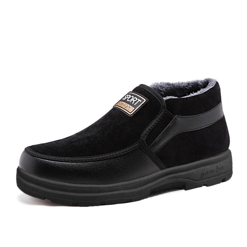 Inverno homem sapatos de neve botas de pele alta superior de pelúcia calçados masculinos quentes botas de tornozelo macio e confortável masculino sapatos casuais meio: Black / 41