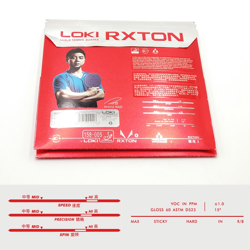 LOKI RXTON1 ITTF Approved Semi Sticky Table Tennis Rubber Hard Sponge Ping Pong Rubber Fast Attack Red Pingpong Rubber