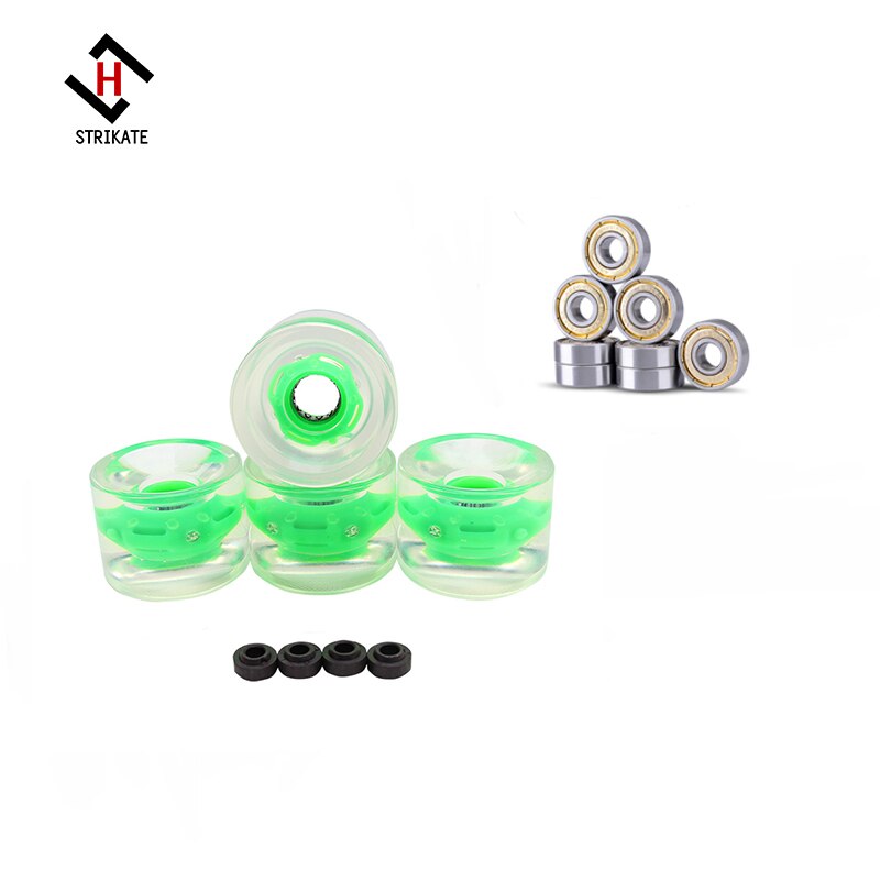 EIN einstellen von 4 Profi Longboard Räder 70mm 78A LED 3 farbe Skateboard Räder mit ABEC 11 Lagerbier und Abstandshalter Beleuchtung: Grün