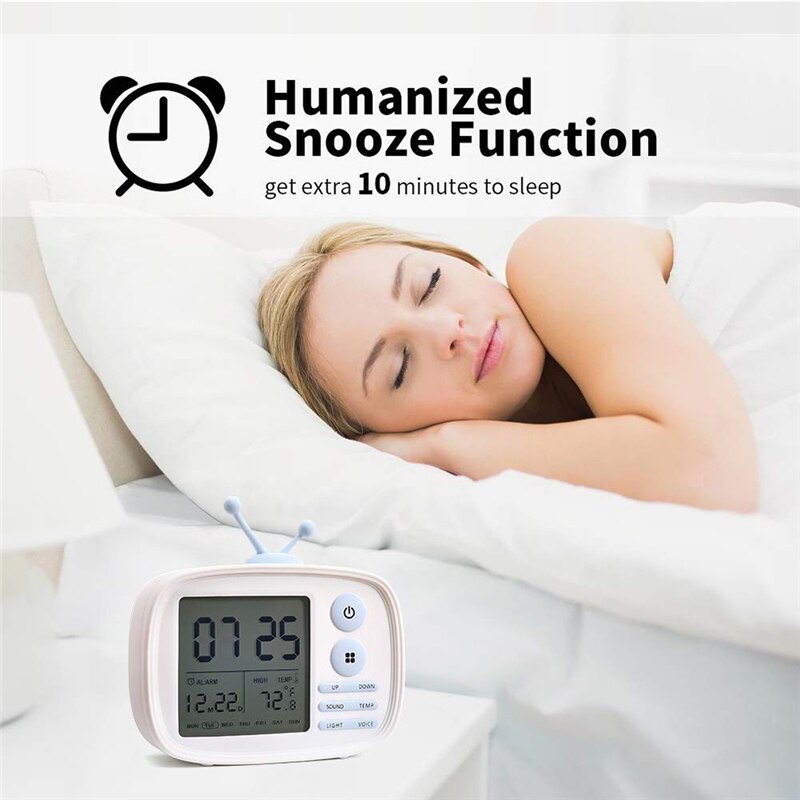 USB Rechargeable Retro TV Set Alarm Clock Digital Clocks LED Time Temperature Date Week Display Alarm Clock