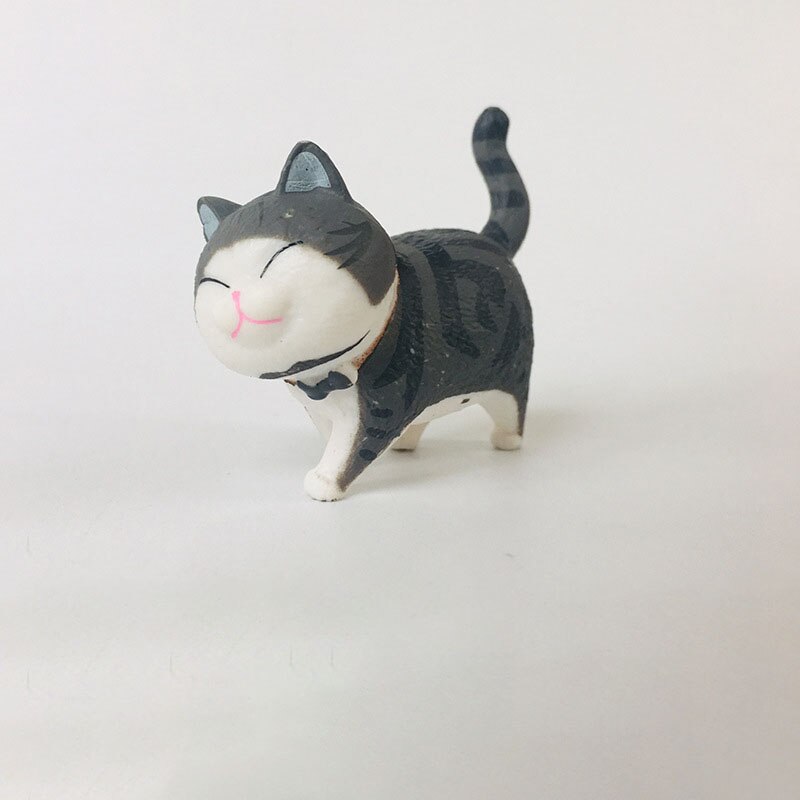 Figuras de miniaturas de animales en PVC, 1 Uds., figuras de gatos con cascabel japonés, adornos artesanales creativos para decoración del hogar: 7