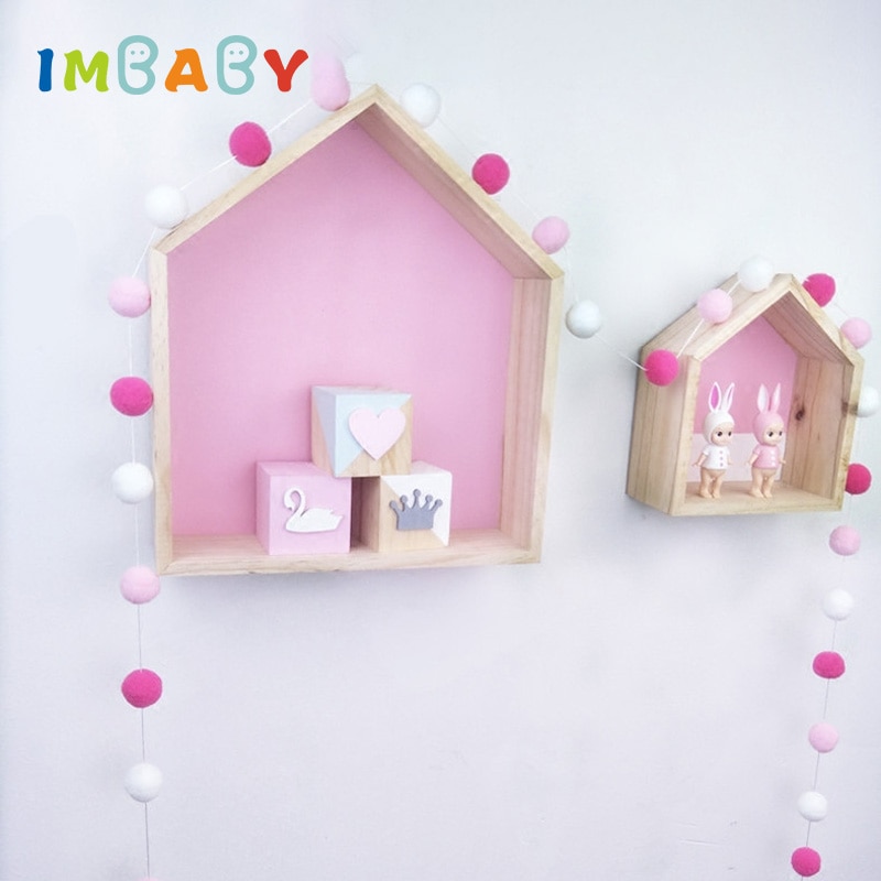 Imbaby Macaron Kleur Haar Bal Vilt Bal String Decoratie Babykamer Decoratie Beddengoed Bumpers Kids Party Vlaggen Kamer Decoratie