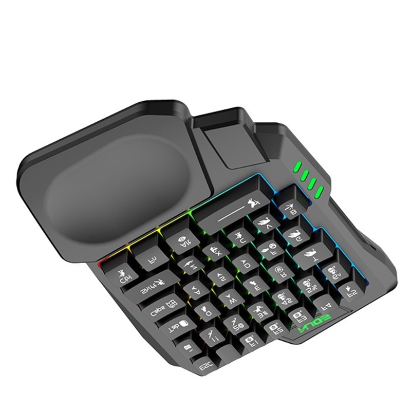 Klawiatura USB jednoręczna przewodowa 35 klawiszy Luminous klawiatury do gier na Tablet kolorowa ergonomia klawiatura dla graczy podpórka pod ramię