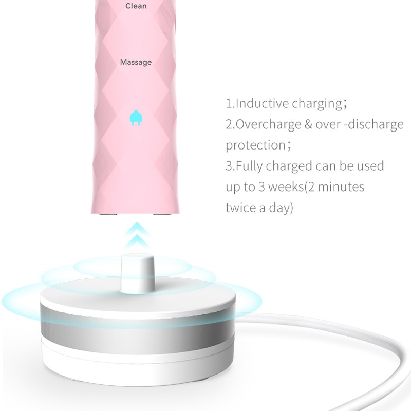SEAGO-cepillo de dientes eléctrico sónico para adulto, recargable, inalámbrico, impermeable, automático, con 3 cabezales,