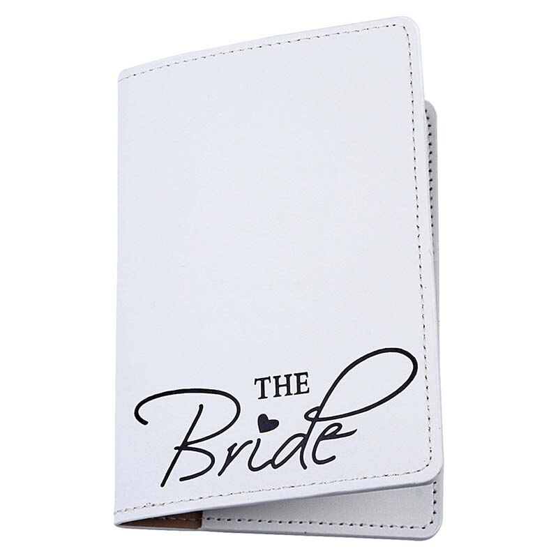 Tarjetas de crédito de viaje para hombre y mujer, fundas para pasaporte para amantes de la novia y el novio, soporte para identificación y documentos, novedad: white