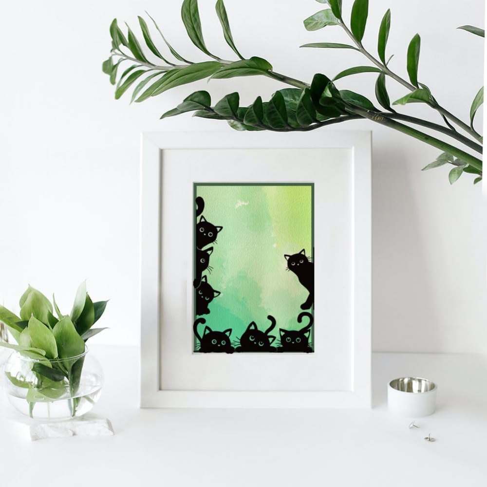 Black Cat Clear Stamps for DIY Scrapbooking Cat Border Silicone Stamp Seals Transparent Stamps for Cards Making Photo Album