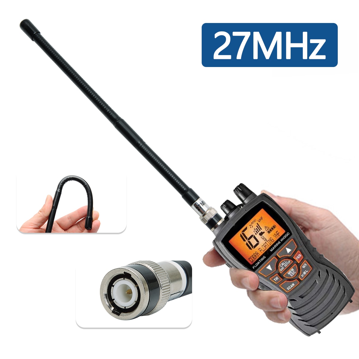 ABBREE 27MHz BNC 23/130cm Antenna for Cobra Midland Uniden Maxon President Anytone Walkie Talkie Portable CB Radio