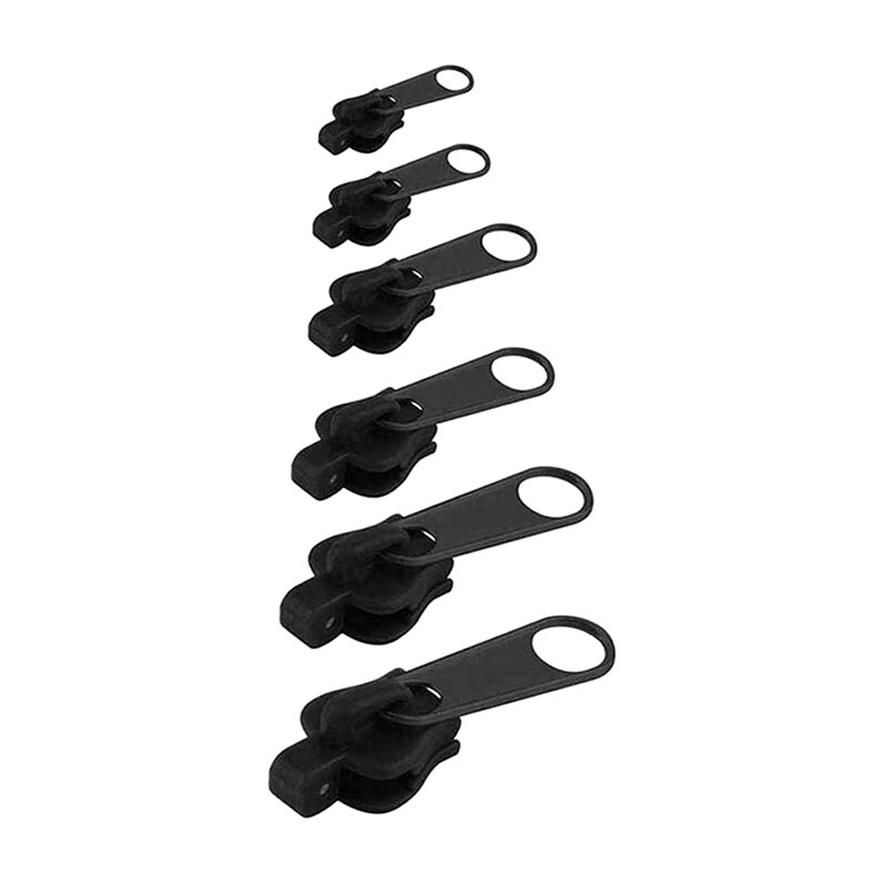 Kit de reparación de cremalleras con cierre automático, herramientas de repuesto de cremallera instantánea Universal, deslizadores de cremallera de rescate de dientes para ropa, bolsa y zapatos: Zipper-All bla-6pcs