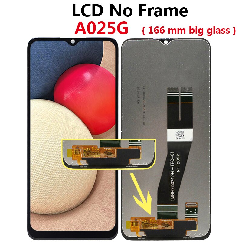 Pantalla LCD con marco para móvil, digitalizador de pantalla táctil para Samsung Galaxy A02s A025M A025F/DS A025G/DS A025G: A025G no frame