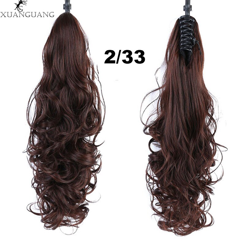 XUANGUANG Curly Hair Ponytail Hair Extension Brown Blonde Heat Resistant Artificial Ponytail: 2I33