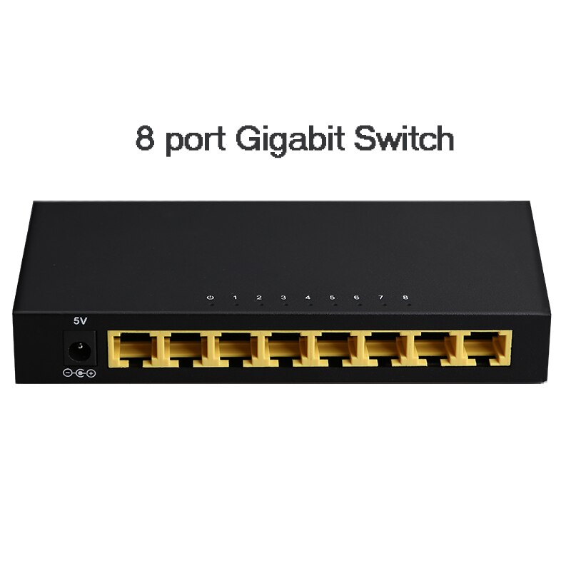 High Performance Gigabit Switch ethernet Support auto flip function 100/1000Mbps RJ45 Hub Splitter Ethernet Network Smart Switch: 8 ports Gigabit