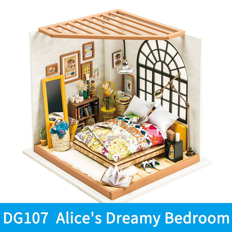 Robotime Diy Houten Miniatuur Dollhouse 1:24 Handgemaakte Poppenhuis Model Building Kits Speelgoed Voor Kinderen Volwassen: DG107
